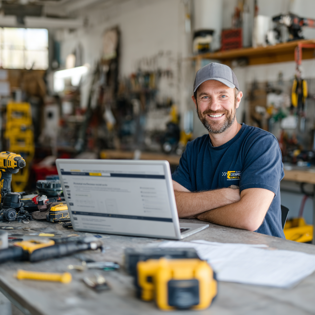Texas apprentice electrician checking TDLR license renewal requirements on a laptop