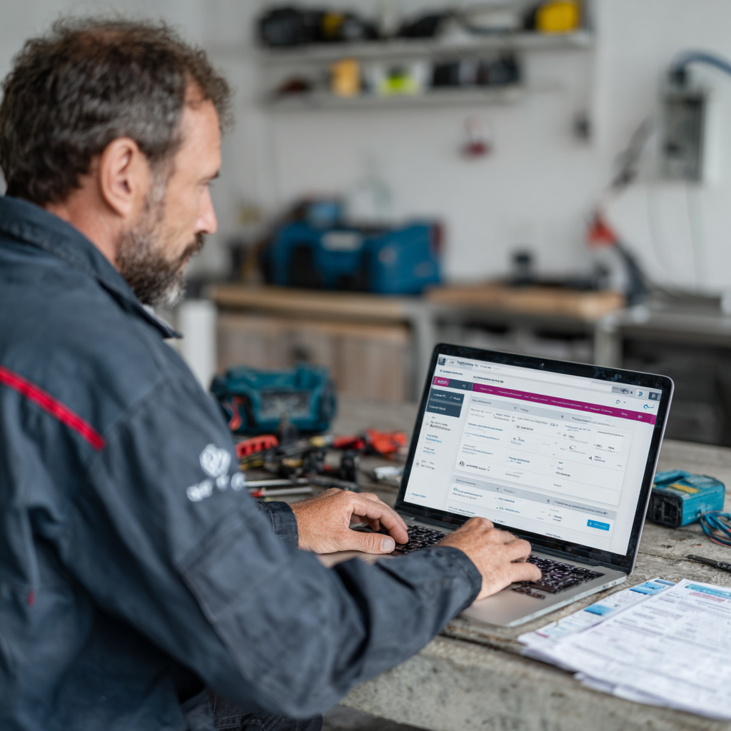 Texas electrician checking TDLR license status online from a laptop