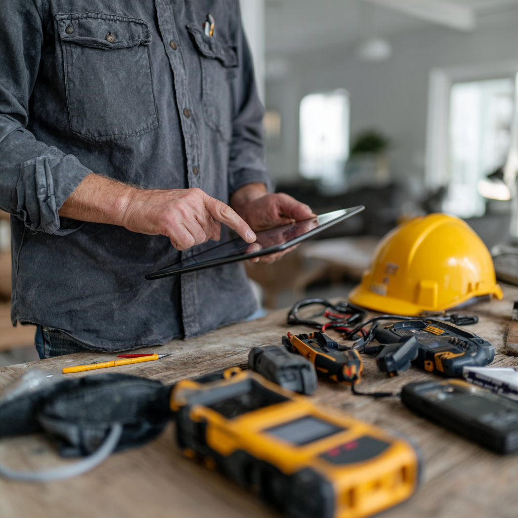 Texas electrician completing an online continuing education course from home
